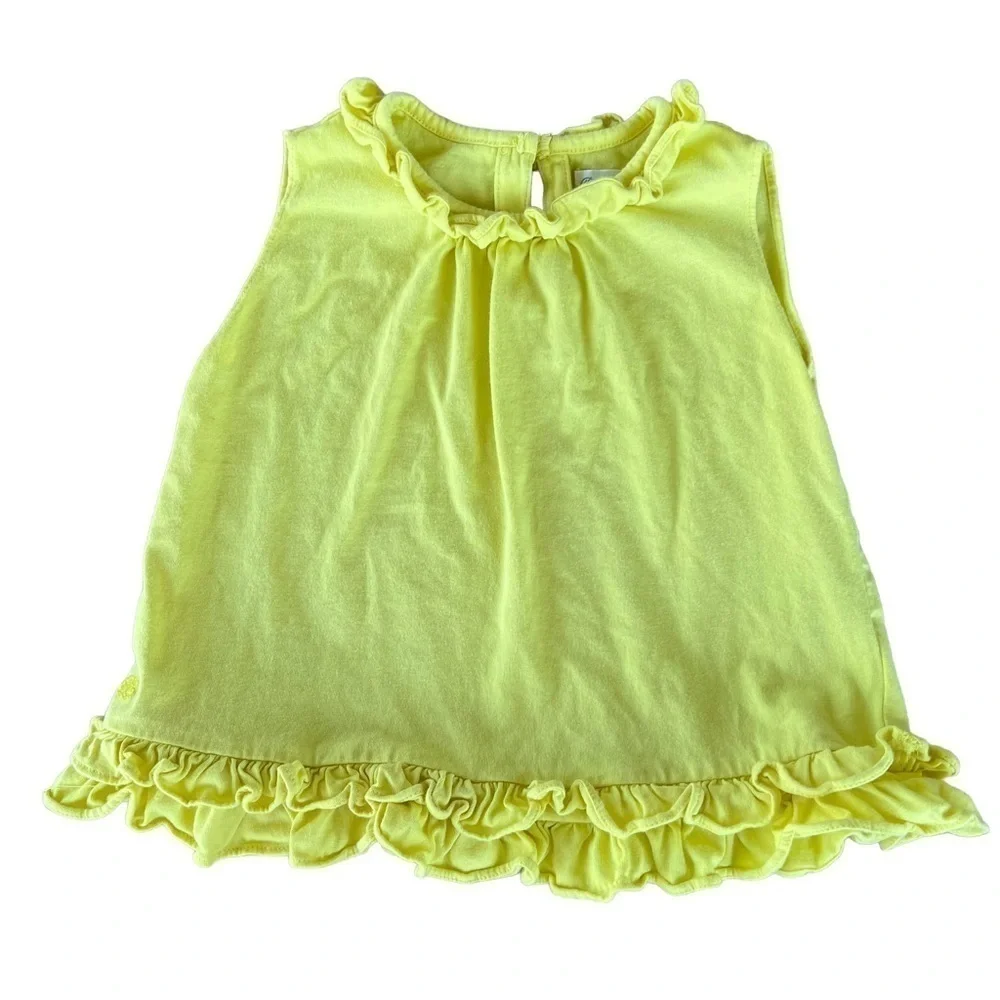 Ralph Lauren Double Ruffle Sleeveless Dress Toddler Size 18 Months Bright Yellow